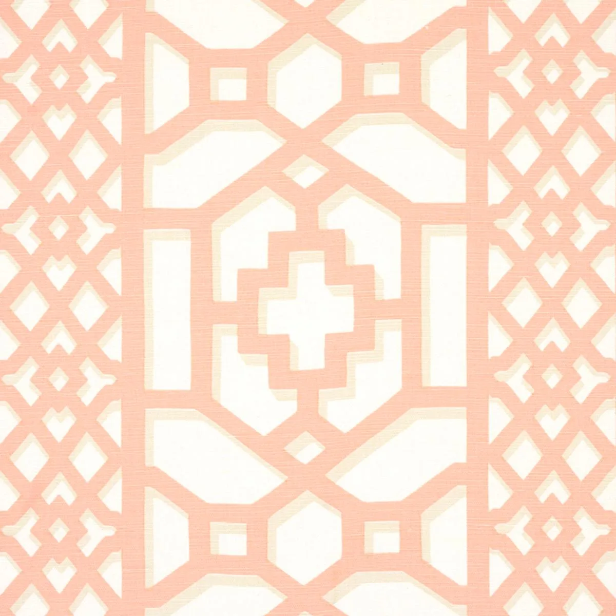 Schumacher 175747 Zanzibar Trellis Coral fabric swatch
