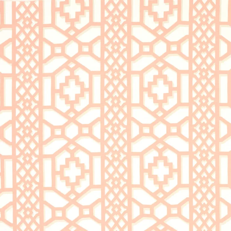 Schumacher 175747 Zanzibar Trellis Coral fabric swatch