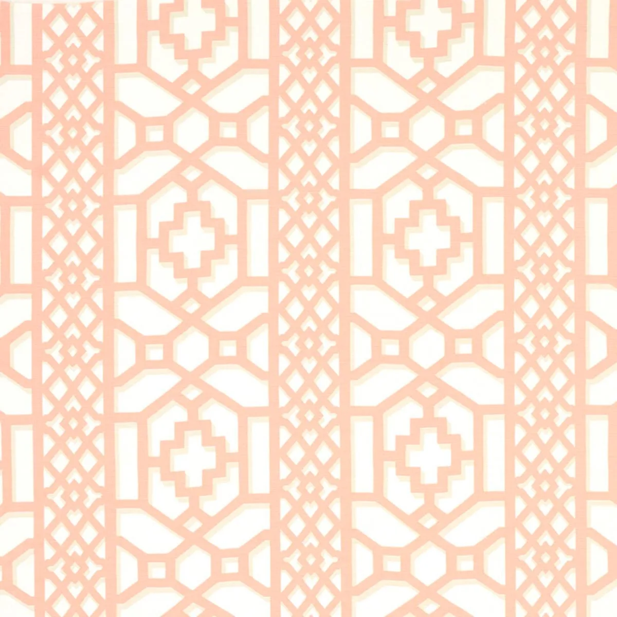 Schumacher 175747 Zanzibar Trellis Coral fabric swatch