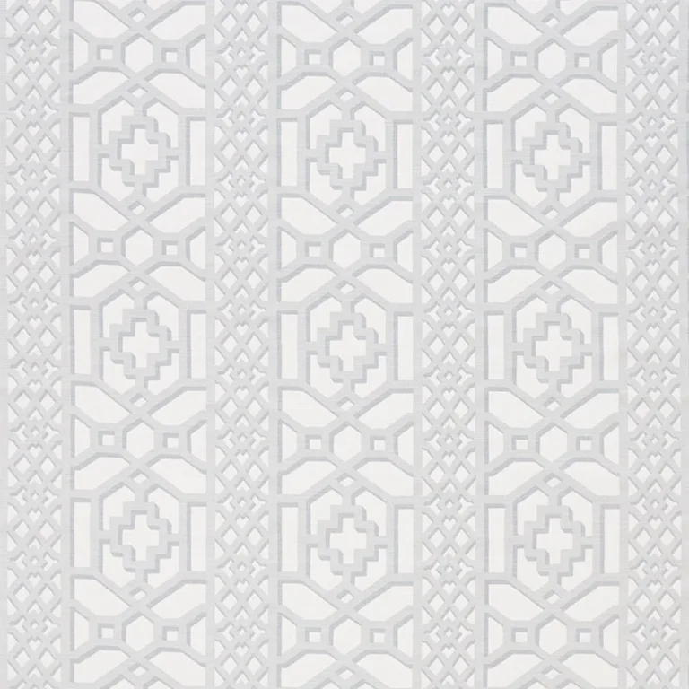 Schumacher 175745 Zanzibar Trellis Matte Cloud fabric swatch