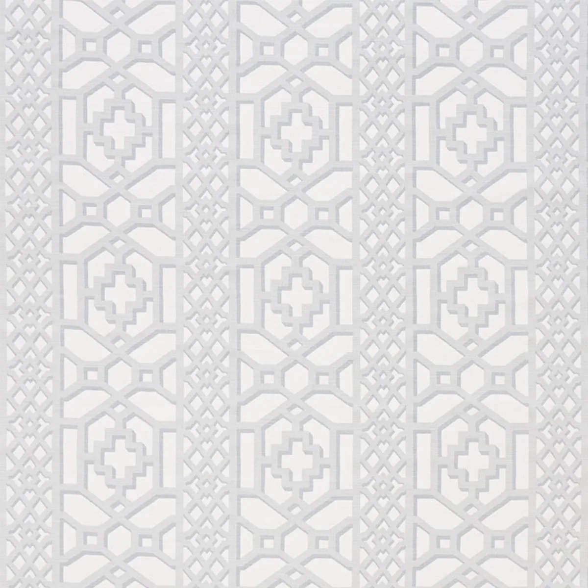 Schumacher 175745 Zanzibar Trellis Matte Cloud fabric swatch