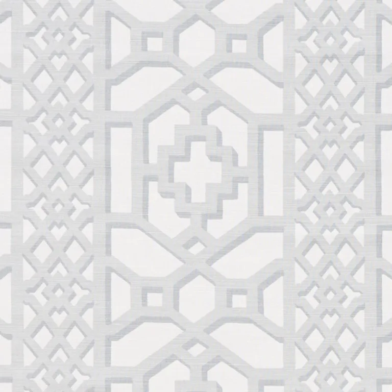 Schumacher 175745 Zanzibar Trellis Matte Cloud fabric swatch