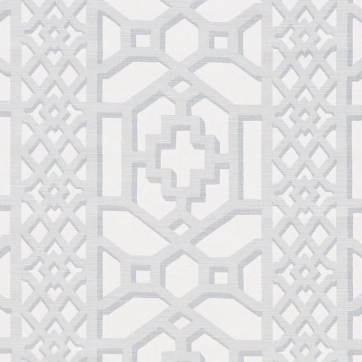 Schumacher 175745 Zanzibar Trellis Matte Cloud fabric swatch