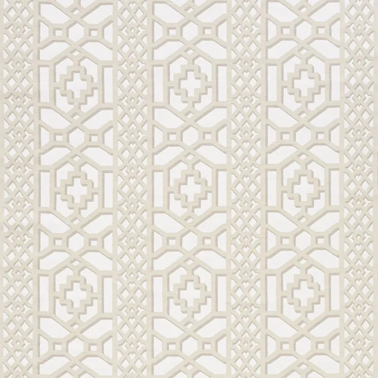 Schumacher 175744 Zanzibar Trellis Matte Sand fabric swatch