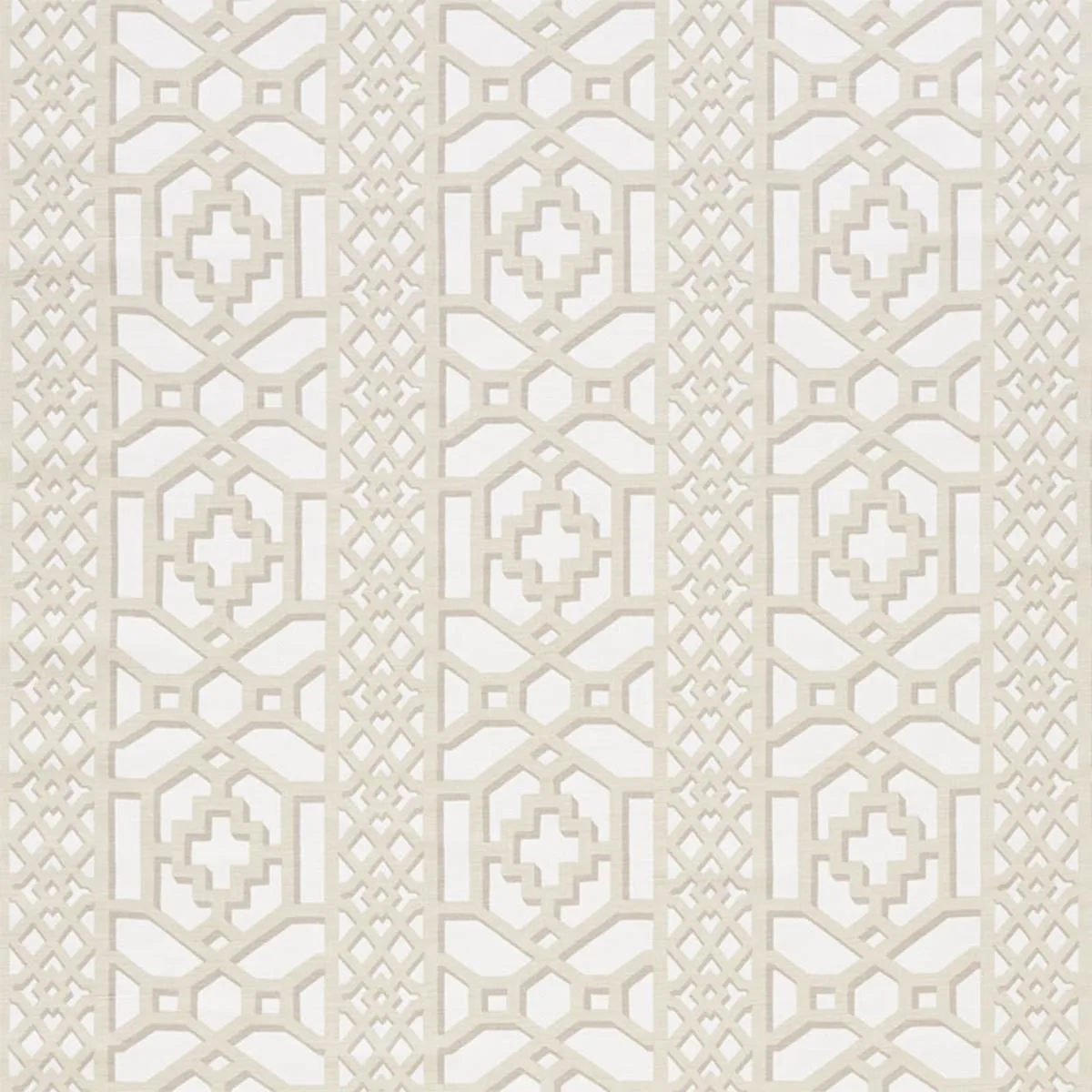 Schumacher 175744 Zanzibar Trellis Matte Sand fabric swatch