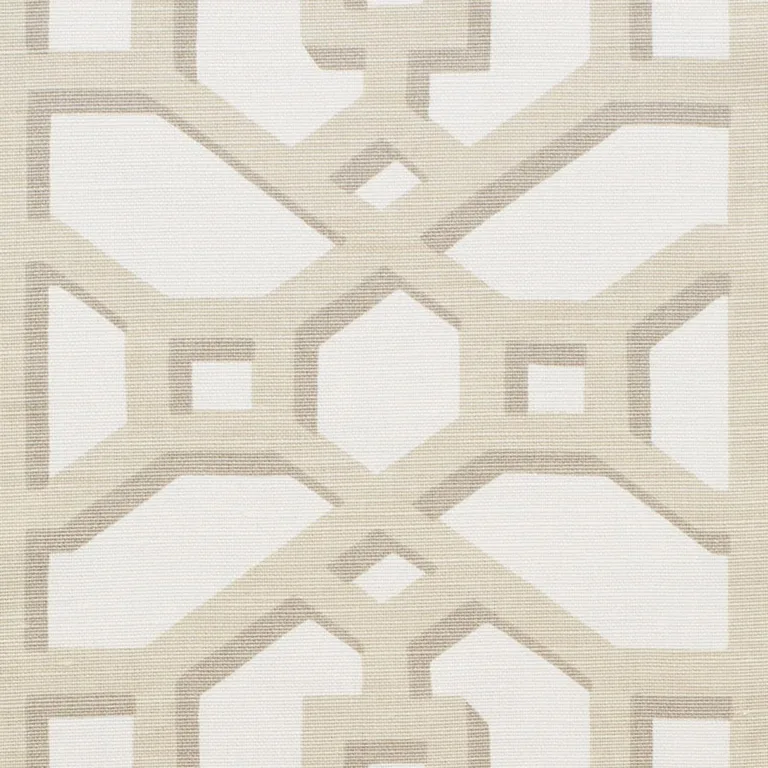 Schumacher 175744 Zanzibar Trellis Matte Sand fabric swatch