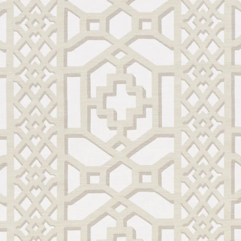 Schumacher 175744 Zanzibar Trellis Matte Sand fabric swatch