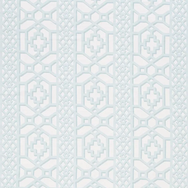 Schumacher 175746 Zanzibar Trellis Matte Winter Mint fabric swatch