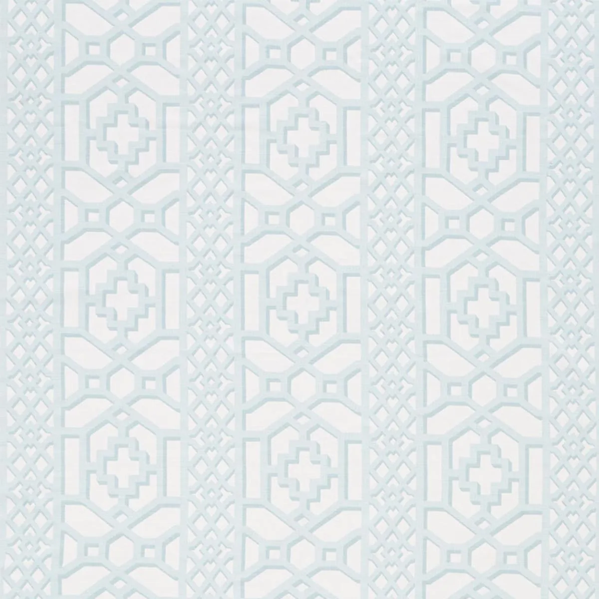 Schumacher 175746 Zanzibar Trellis Matte Winter Mint fabric swatch