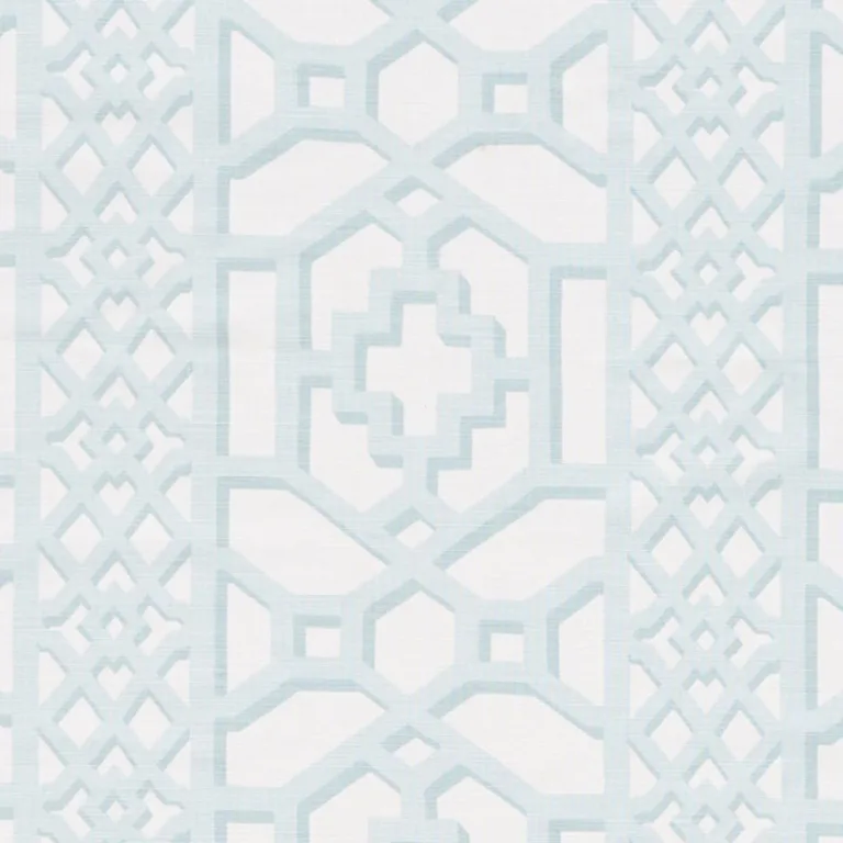 Schumacher 175746 Zanzibar Trellis Matte Winter Mint fabric swatch