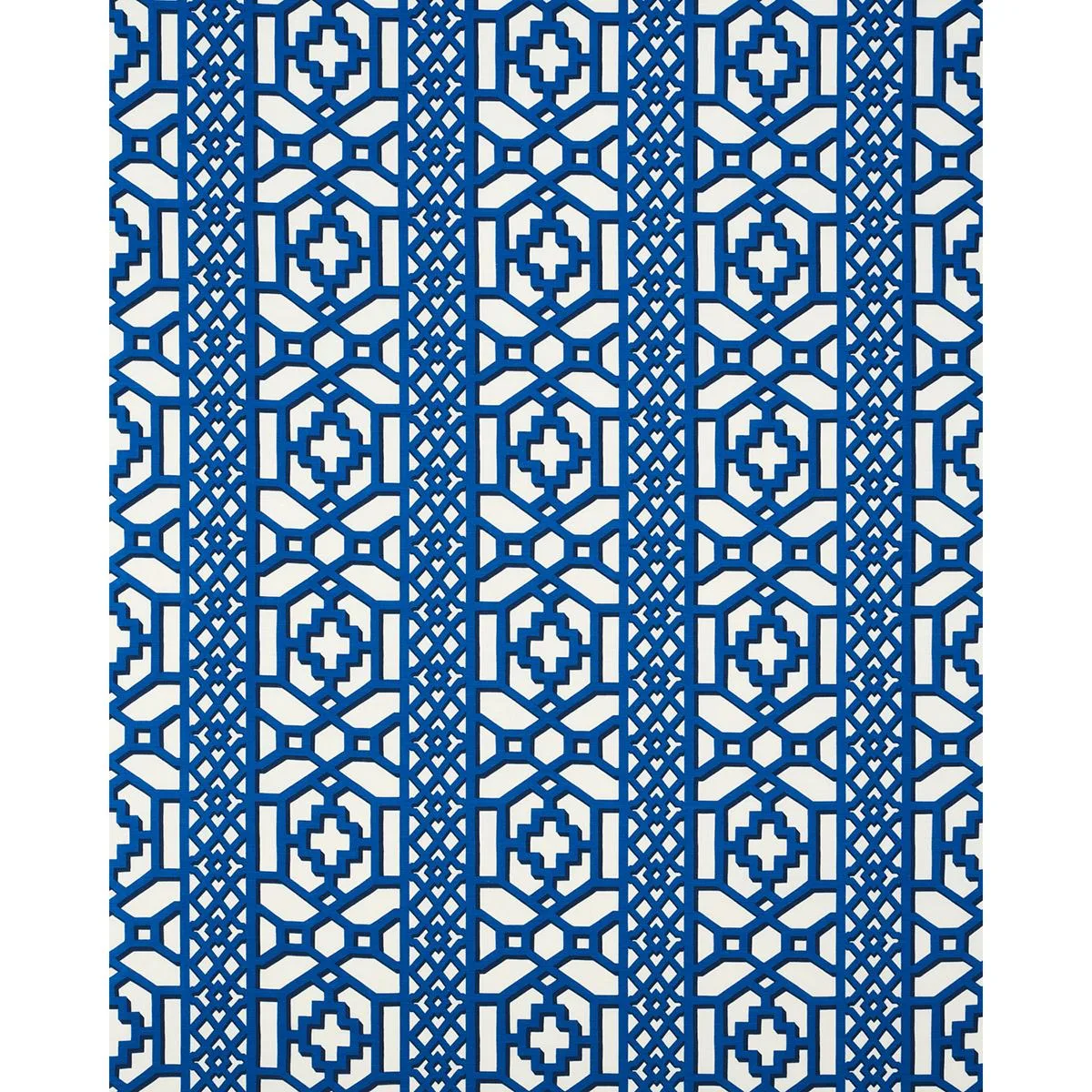 Schumacher 175749 Zanzibar Trellis Navy fabric swatch