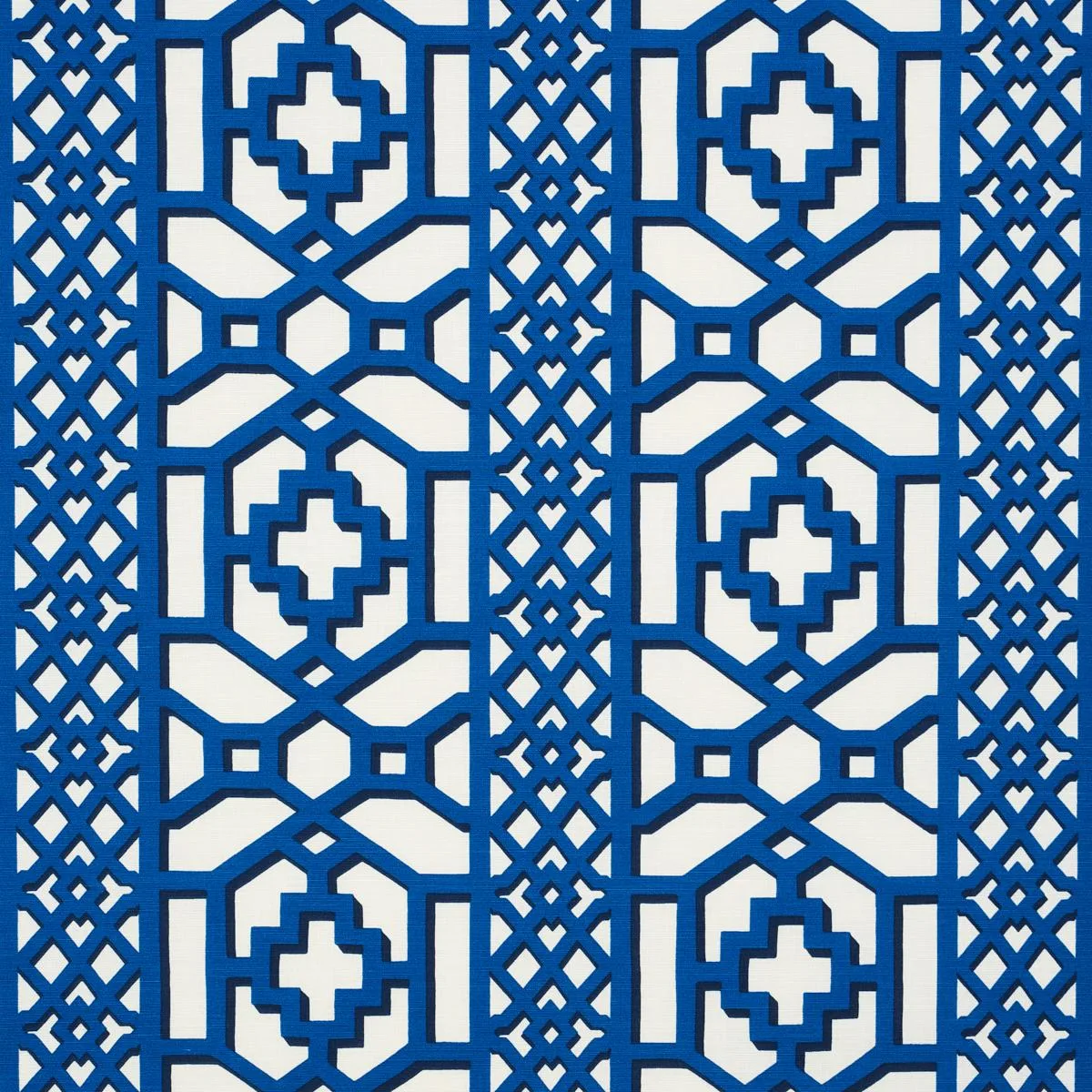 Schumacher 175749 Zanzibar Trellis Navy fabric swatch