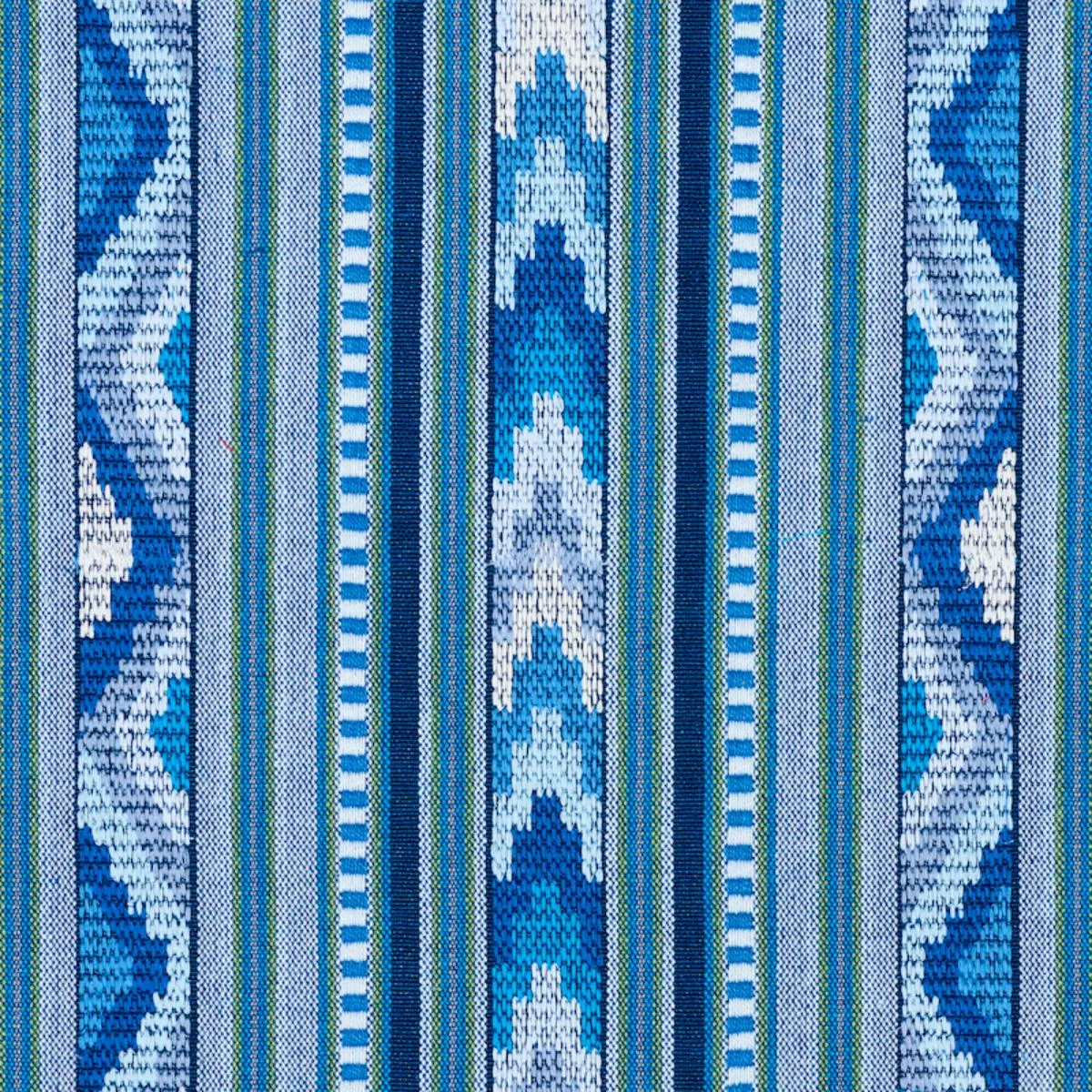 Schumacher 78390 Zarzuela Stripe Embroidery Indigo fabric swatch