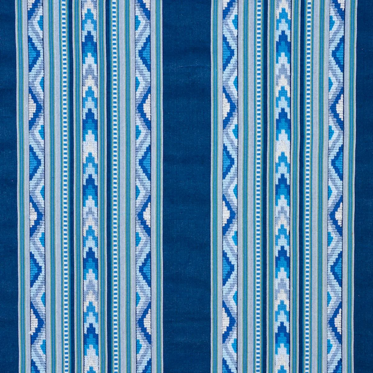 Schumacher 78390 Zarzuela Stripe Embroidery Indigo fabric swatch