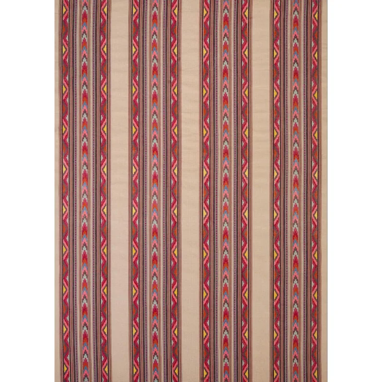 Schumacher 78392 Zarzuela Stripe Embroidery Multi fabric swatch