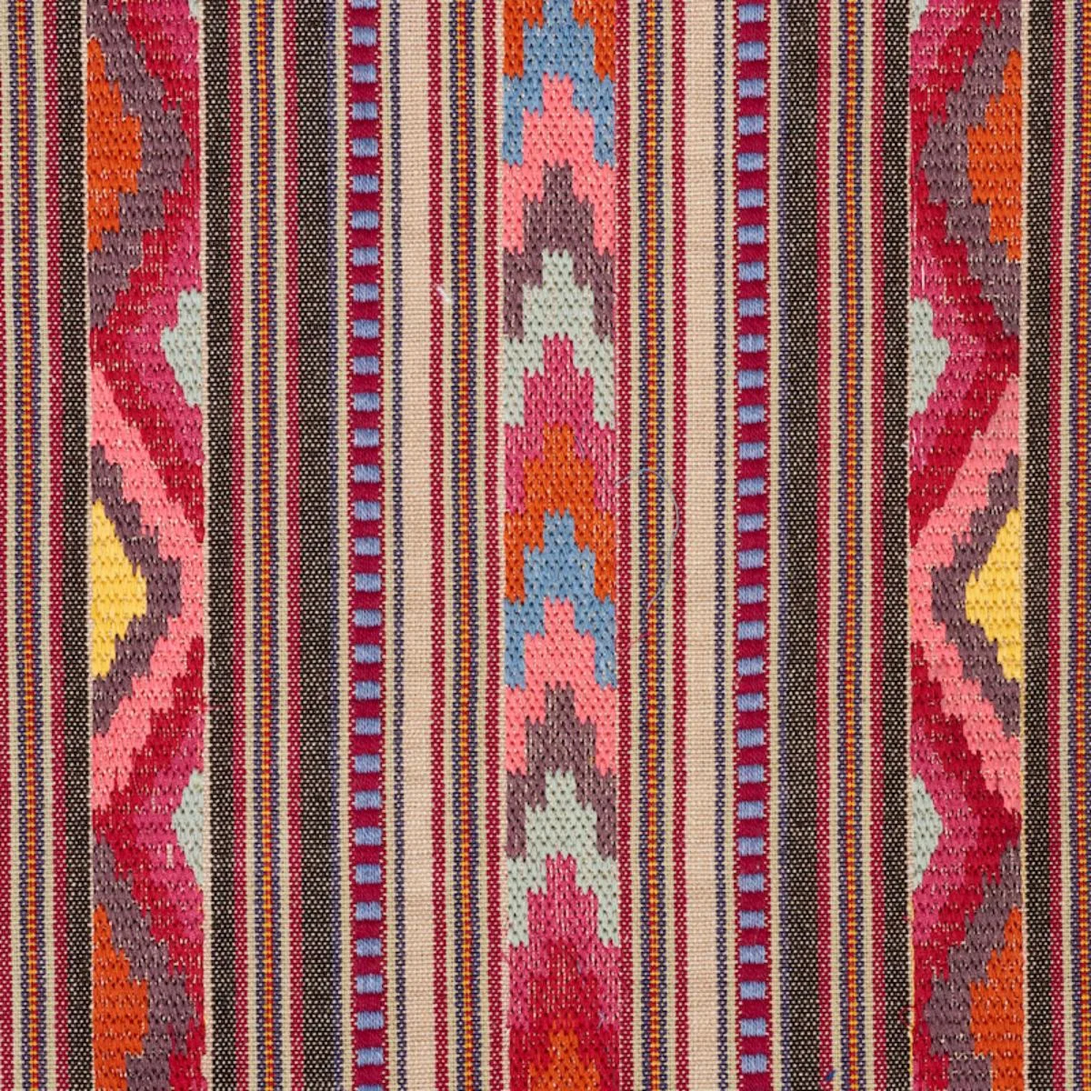 Schumacher 78392 Zarzuela Stripe Embroidery Multi fabric swatch
