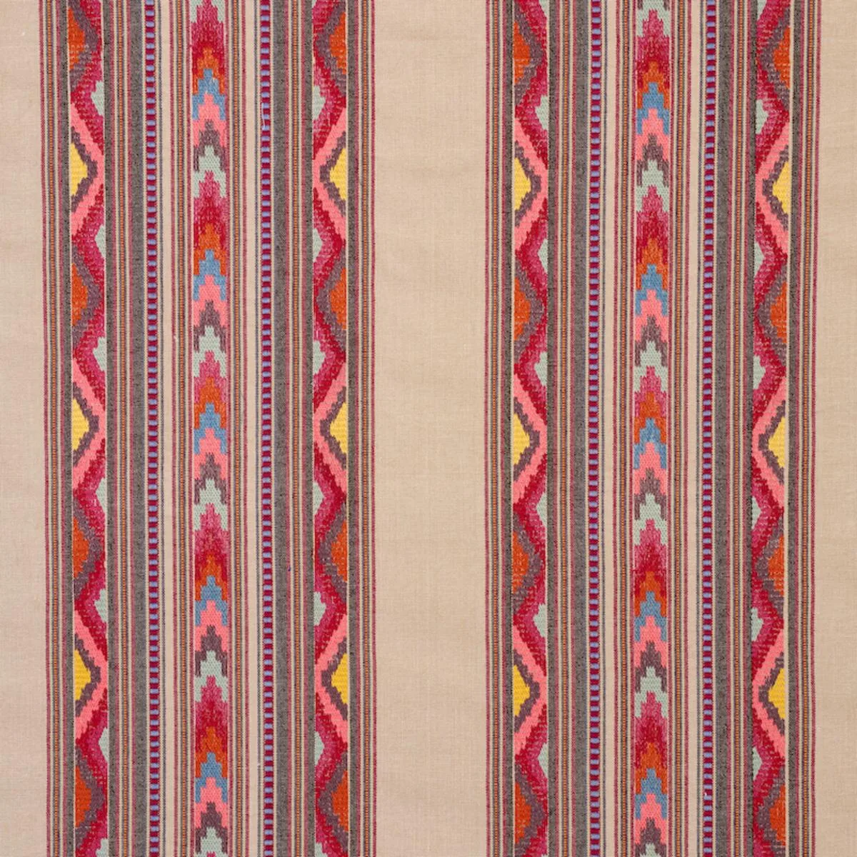 Schumacher 78392 Zarzuela Stripe Embroidery Multi fabric swatch