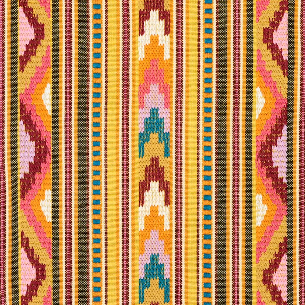 Schumacher 78391 Zarzuela Stripe Embroidery Saffron fabric swatch