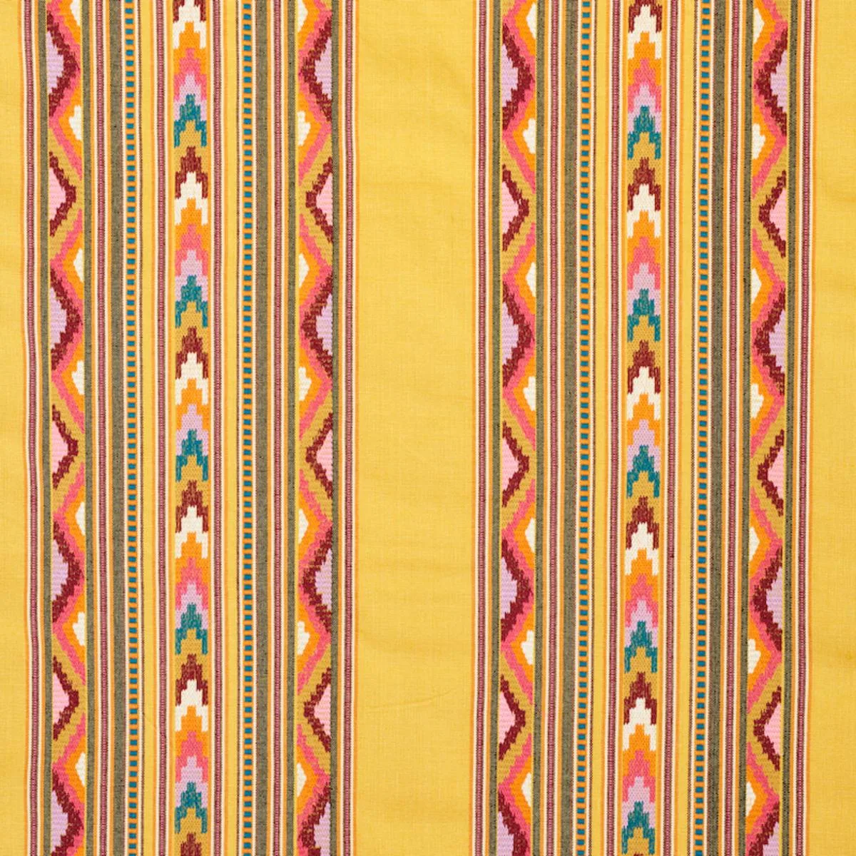 Schumacher 78391 Zarzuela Stripe Embroidery Saffron fabric swatch