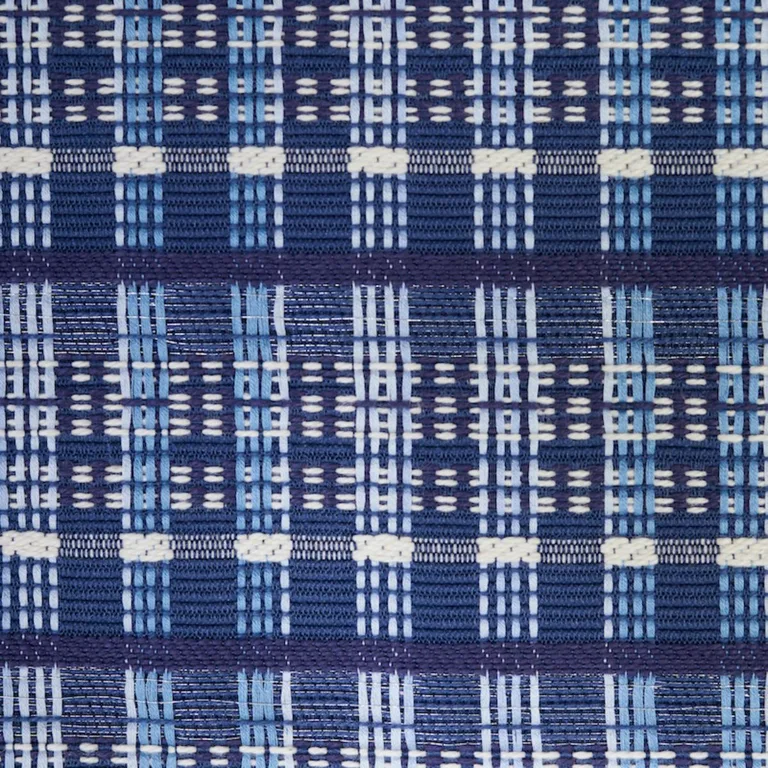 Schumacher 79070 Zealand Check Denim fabric swatch
