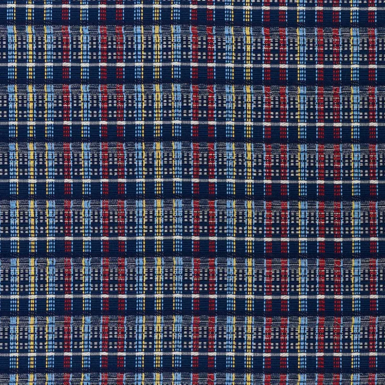 Schumacher 79072 Zealand Check Navy Multi fabric swatch
