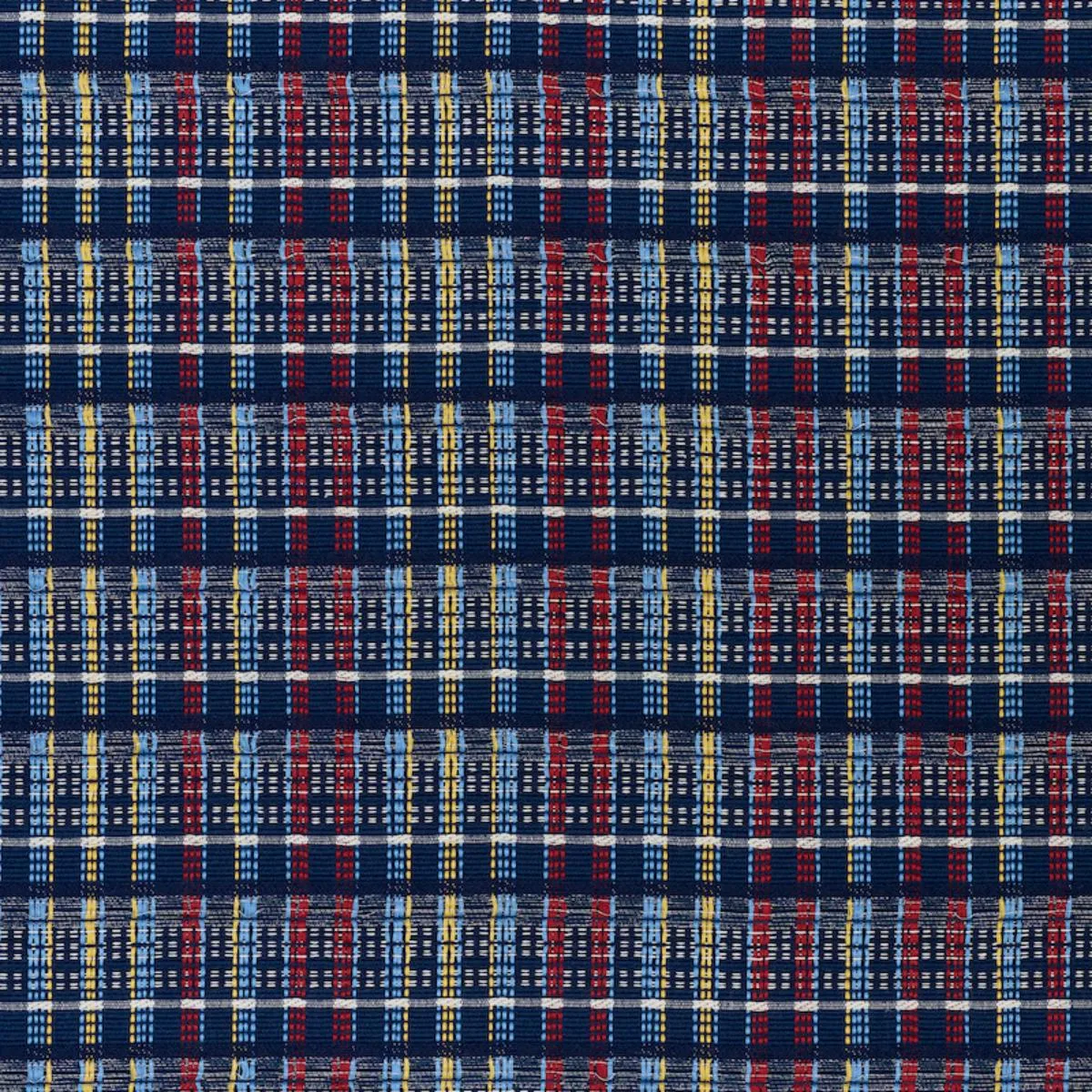 Schumacher 79072 Zealand Check Navy Multi fabric swatch