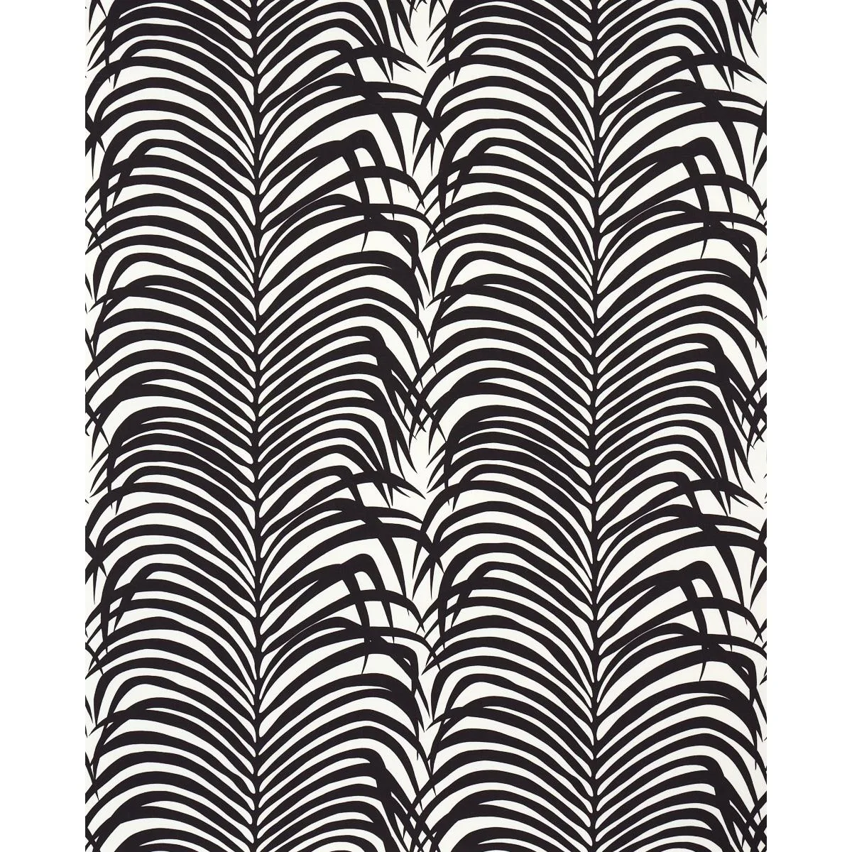 Schumacher 174872 Zebra Palm Ebony fabric swatch
