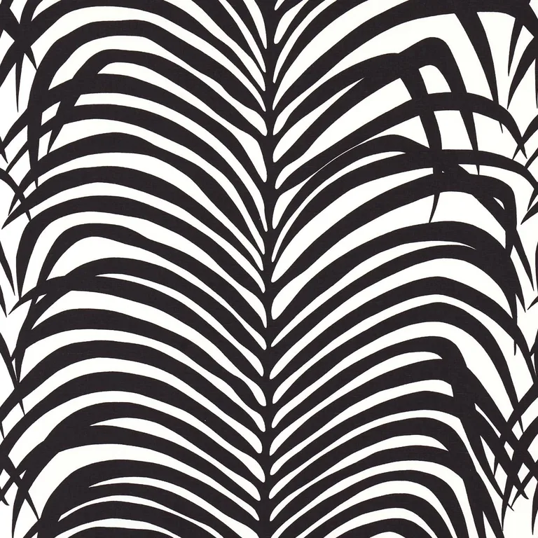 Schumacher 174872 Zebra Palm Ebony fabric swatch
