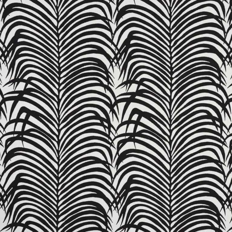Schumacher 73173 Zebra Palm Indoor/Outdoor Black fabric swatch