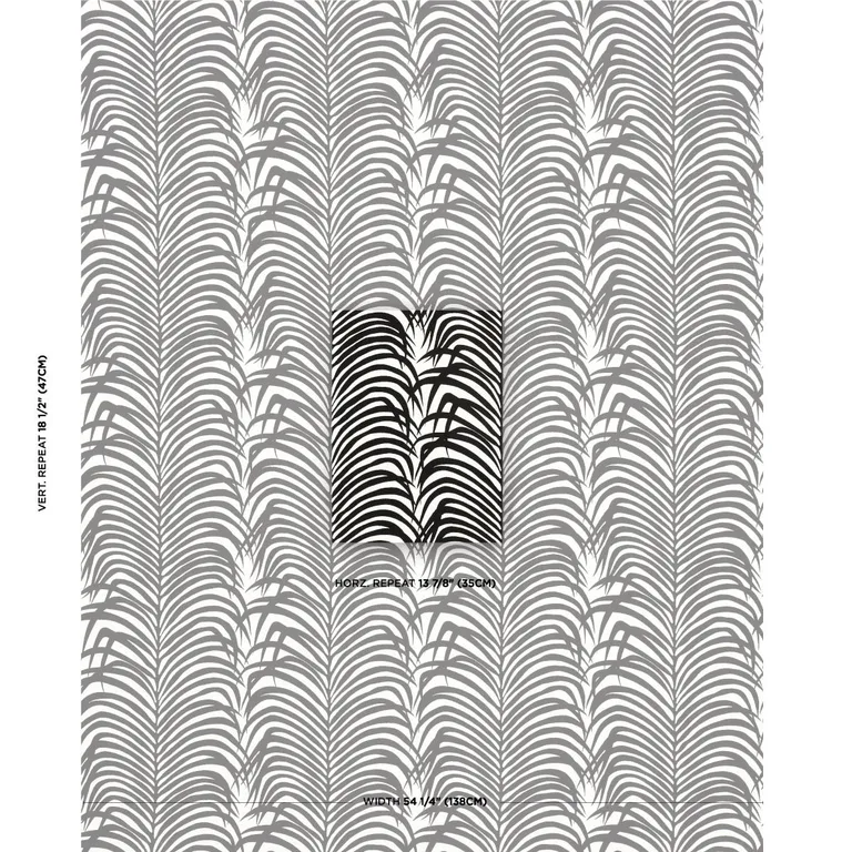 Schumacher 82782 Zebra Palm Indoor/Outdoor Black fabric swatch