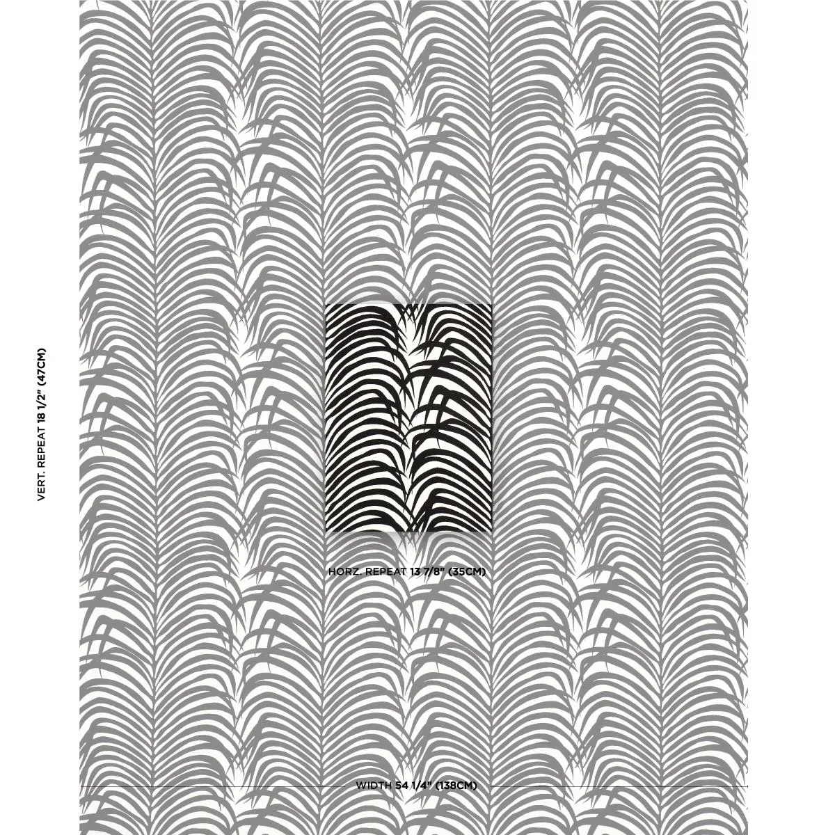 Schumacher 82782 Zebra Palm Indoor/Outdoor Black fabric swatch