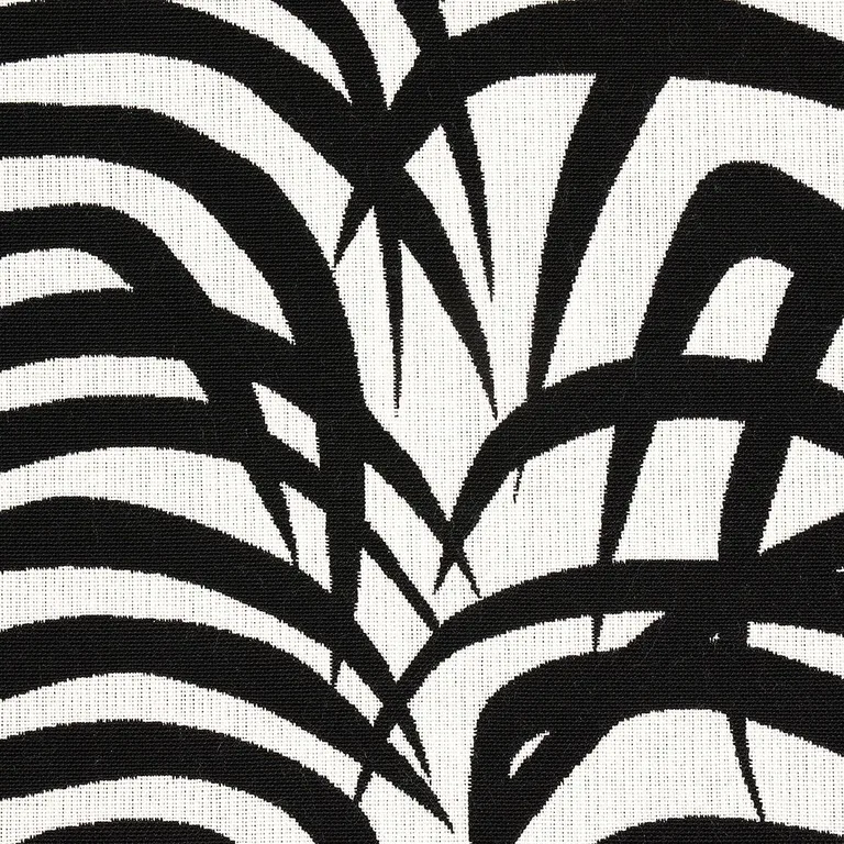 Schumacher 82782 Zebra Palm Indoor/Outdoor Black fabric swatch