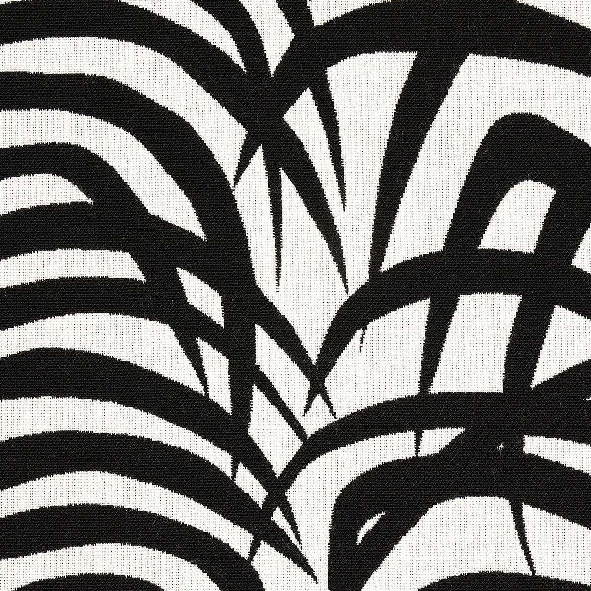 Schumacher 82782 Zebra Palm Indoor/Outdoor Black fabric swatch