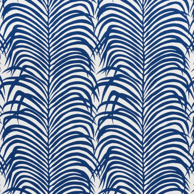 Schumacher 73170 Zebra Palm Indoor/Outdoor Navy fabric swatch