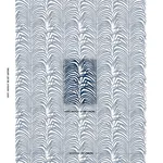 Schumacher 82781 Zebra Palm Indoor/Outdoor Navy fabric swatch