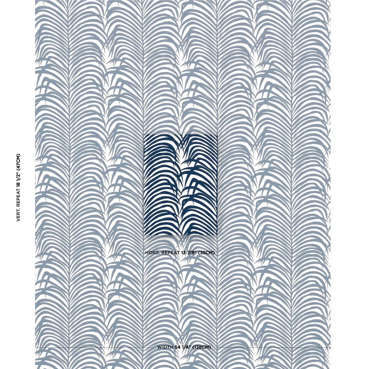 Schumacher 82781 Zebra Palm Indoor/Outdoor Navy fabric swatch