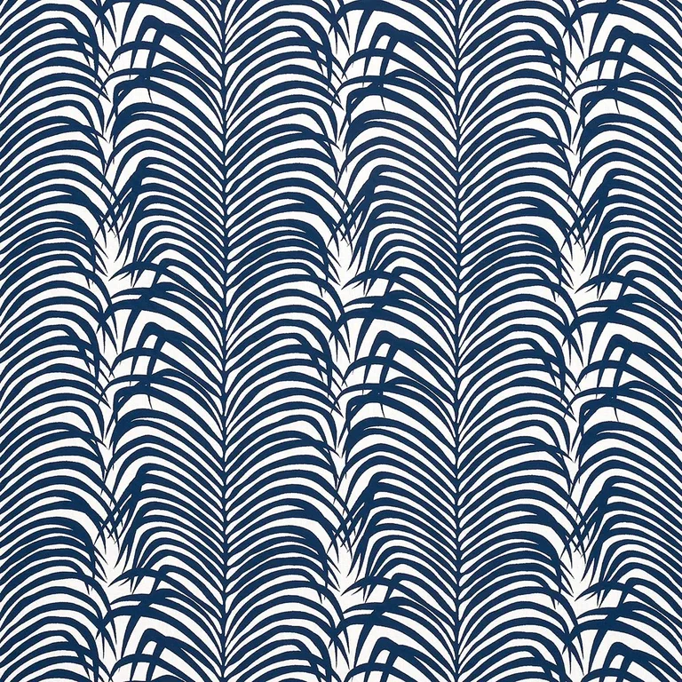 Schumacher 82781 Zebra Palm Indoor/Outdoor Navy fabric swatch