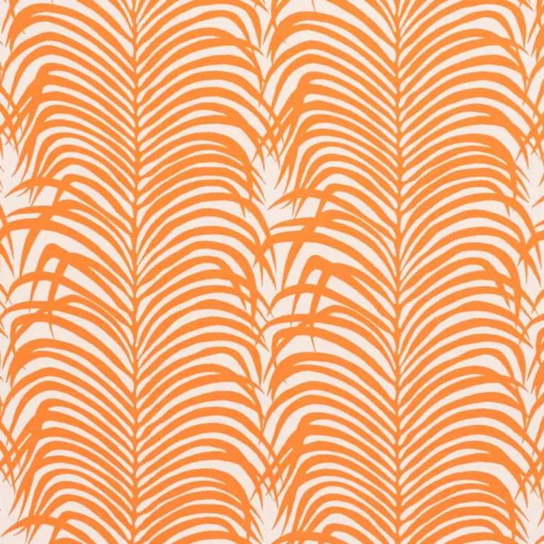 Schumacher 73172 Zebra Palm Indoor/Outdoor Orange fabric swatch