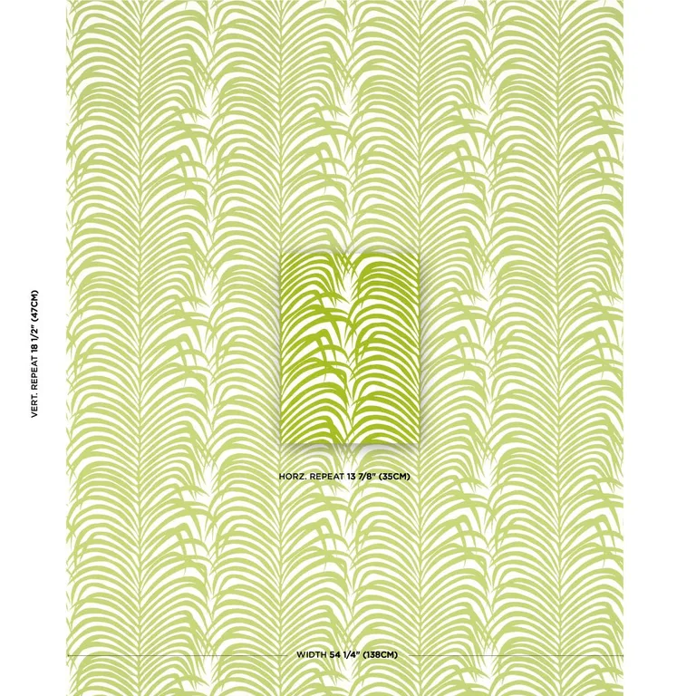 Schumacher 82780 Zebra Palm Woven Indoor/Outdoor Green fabric swatch