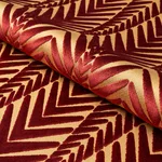Schumacher 83401 Zebra Velvet Gold Plum fabric swatch