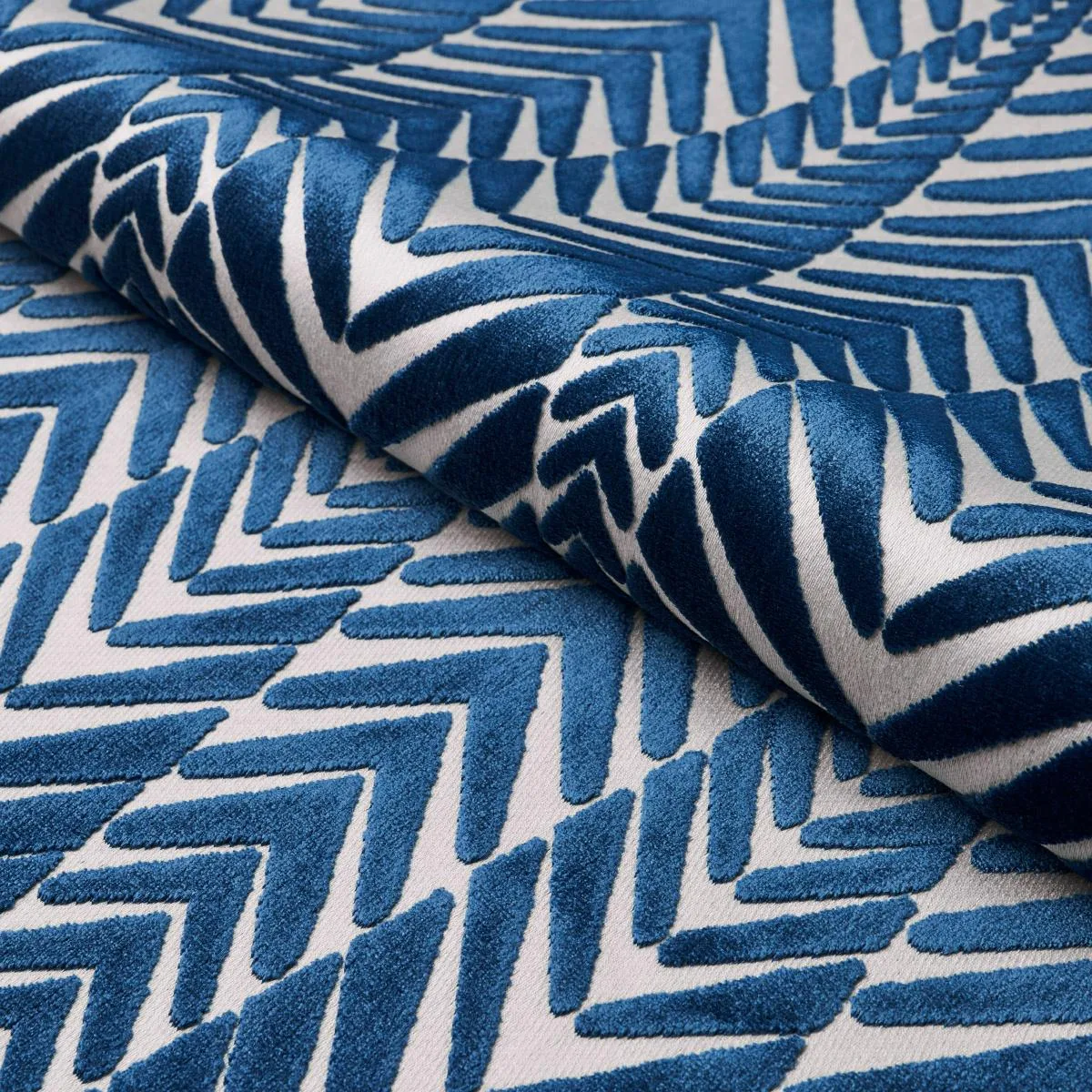 Schumacher 83400 Zebra Velvet Silver Blue fabric swatch