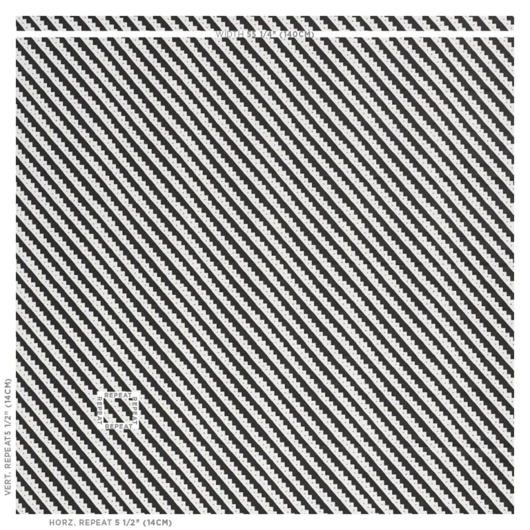 Schumacher 178021 Zeppelin Black fabric swatch