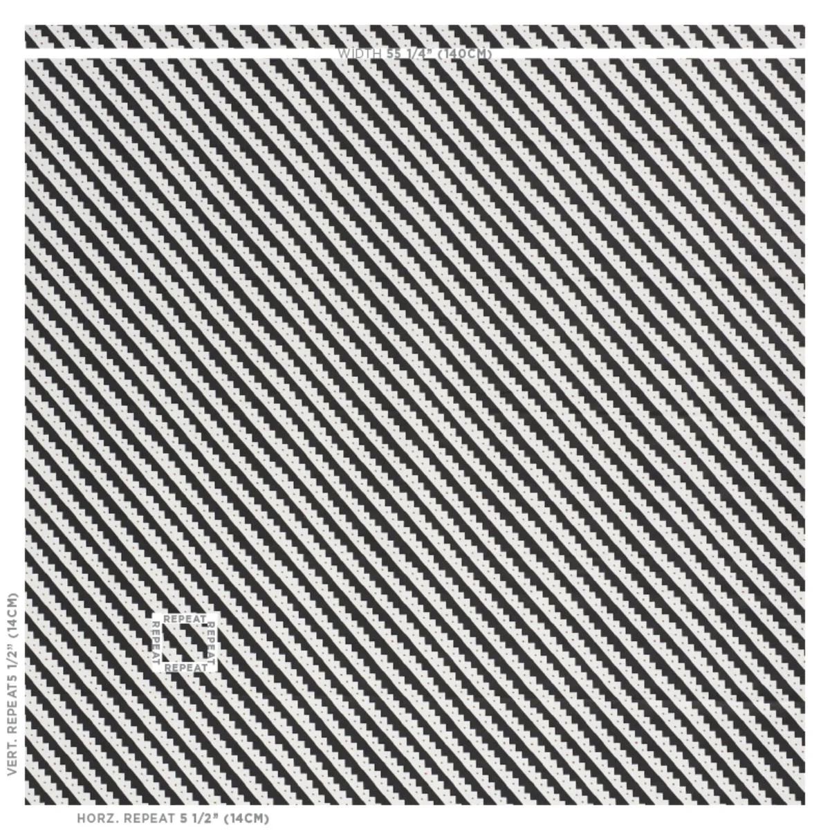Schumacher 178021 Zeppelin Black fabric swatch