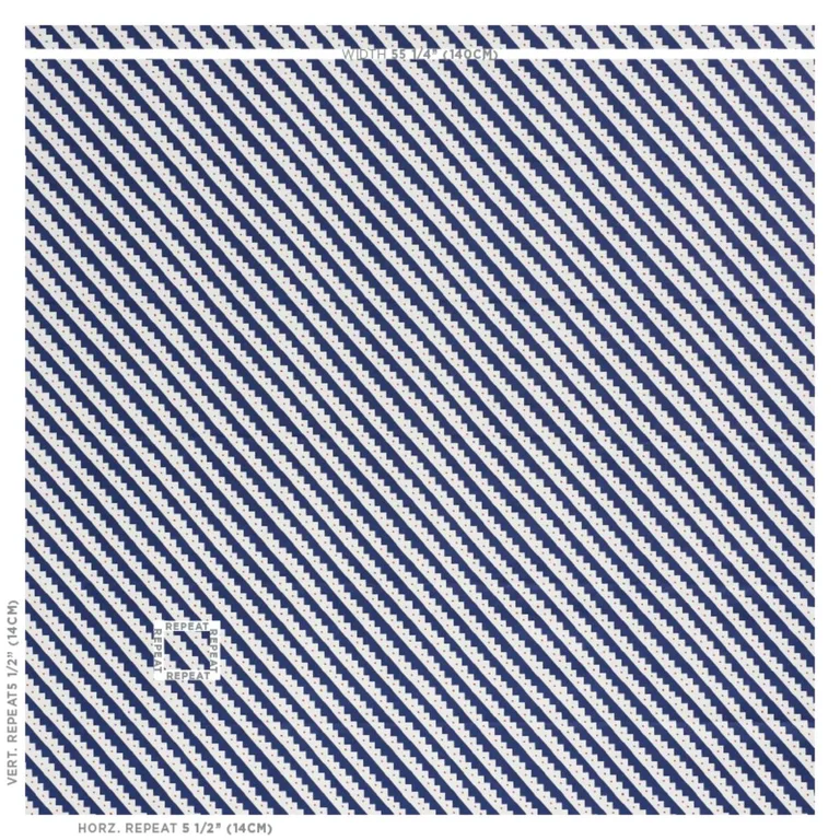 Schumacher 178022 Zeppelin Blue fabric swatch