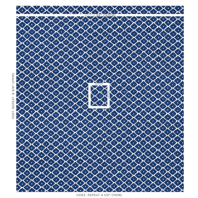 Schumacher 174487 Ziggurat Blue fabric swatch
