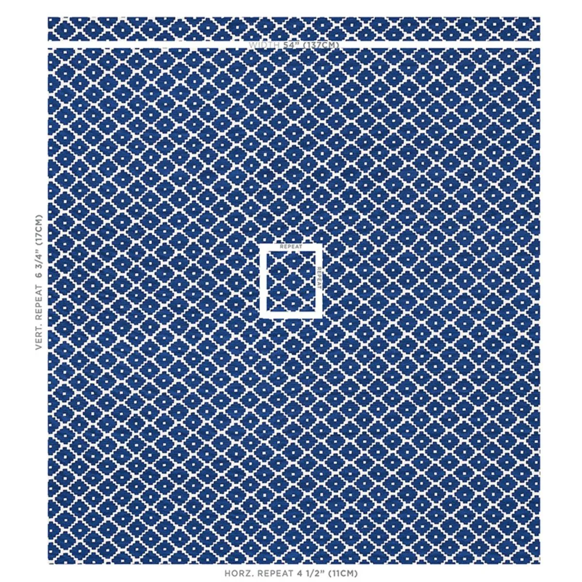 Schumacher 174487 Ziggurat Blue fabric swatch