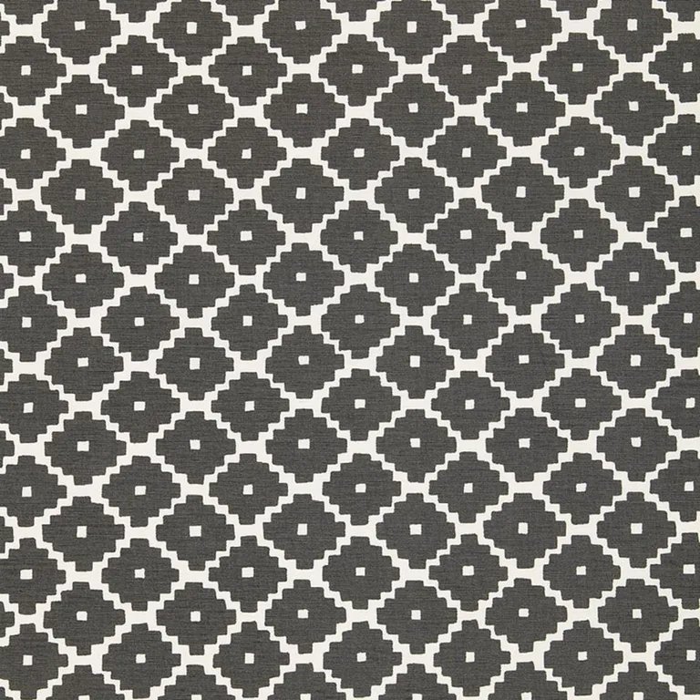 Schumacher 174480 Ziggurat Charcoal fabric swatch