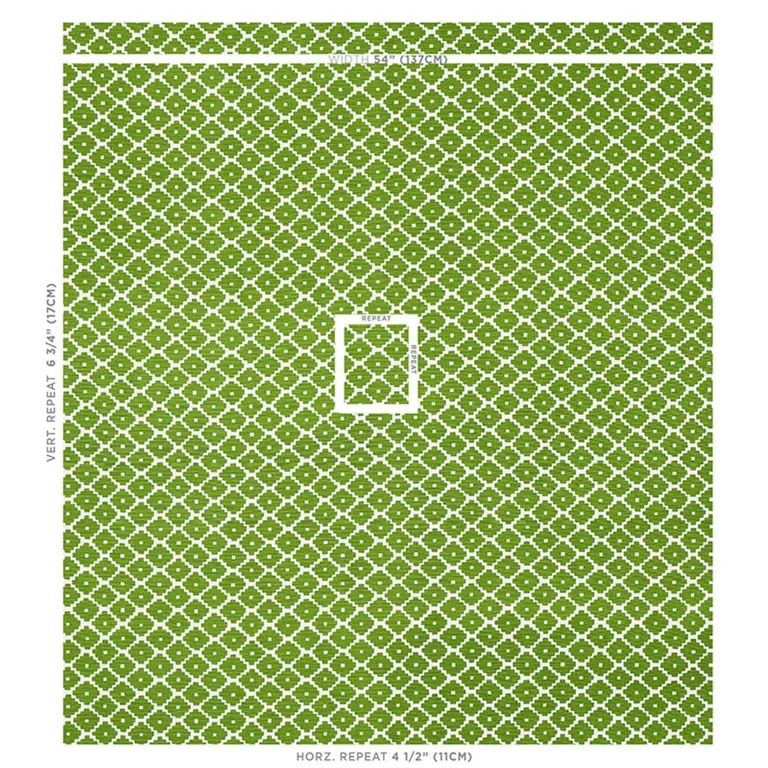 Schumacher 174488 Ziggurat Green fabric swatch