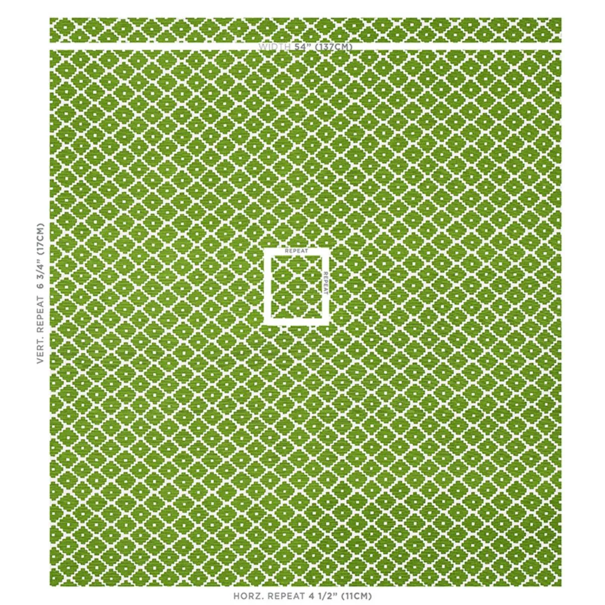 Schumacher 174488 Ziggurat Green fabric swatch