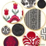 Schumacher 70224 Zinda Embroidery Berry fabric swatch